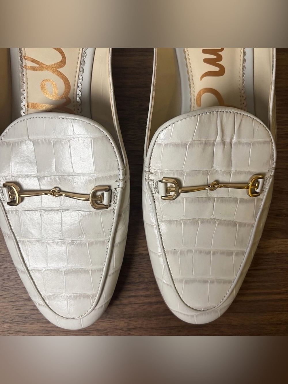 Sam Edelman Linnie Bit Mule White Croc Leather Loafers Size 8.5 - Picture 9 of 9